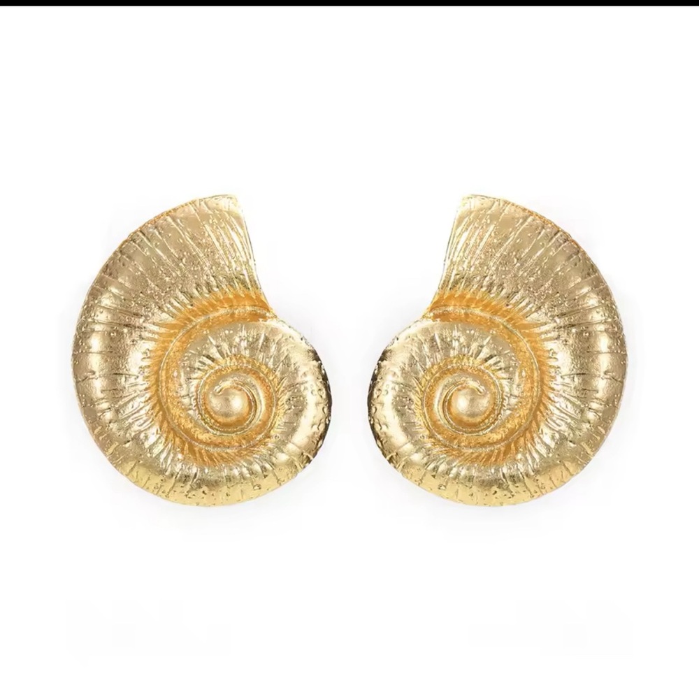 Gold Stainless snail Statement Earrings
